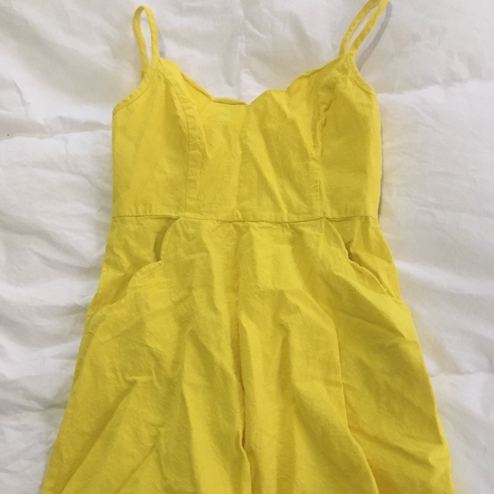 Bright Yellow COPE Cut Out Back Size Medium Dress